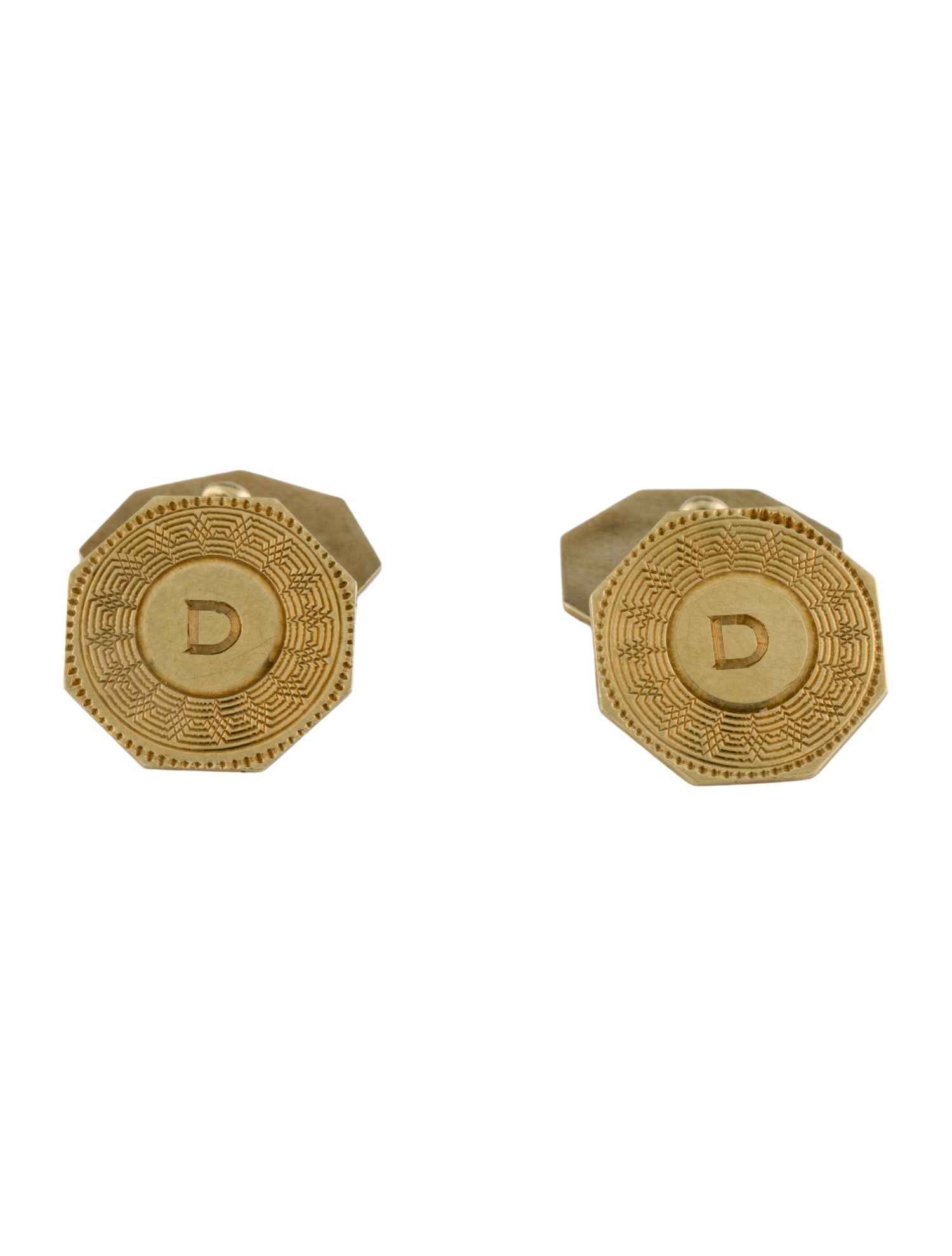 Cufflinks 14K Octagon Initial 'D'