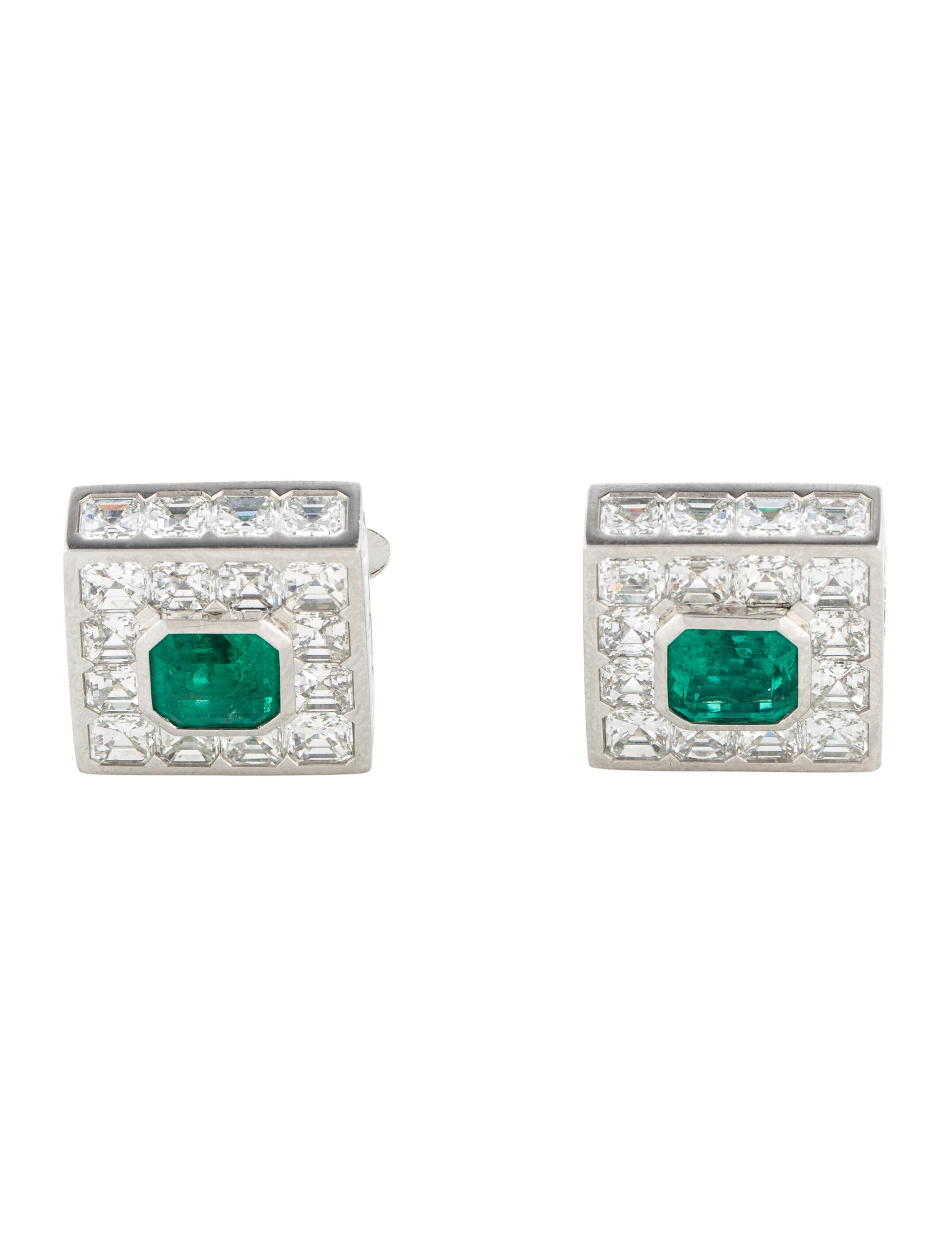 Cufflinks Platinum Emerald & Diamond