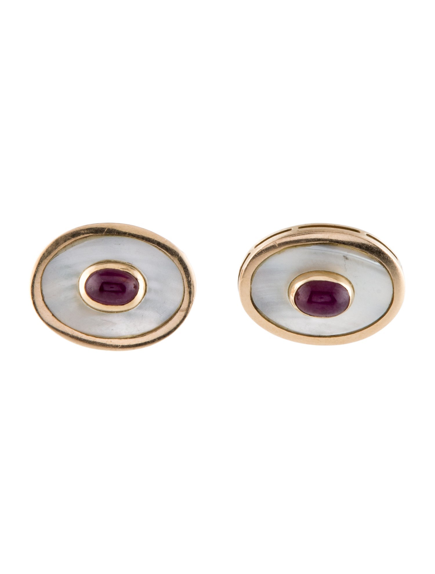 Cufflinks Vintage 14K Mother of Pearl & Ruby