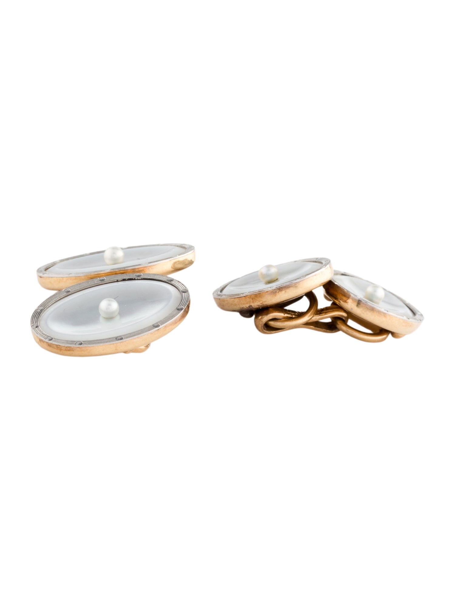 Cufflinks Platinum & 14K Mother of Pearl & Pearl Cufflinks