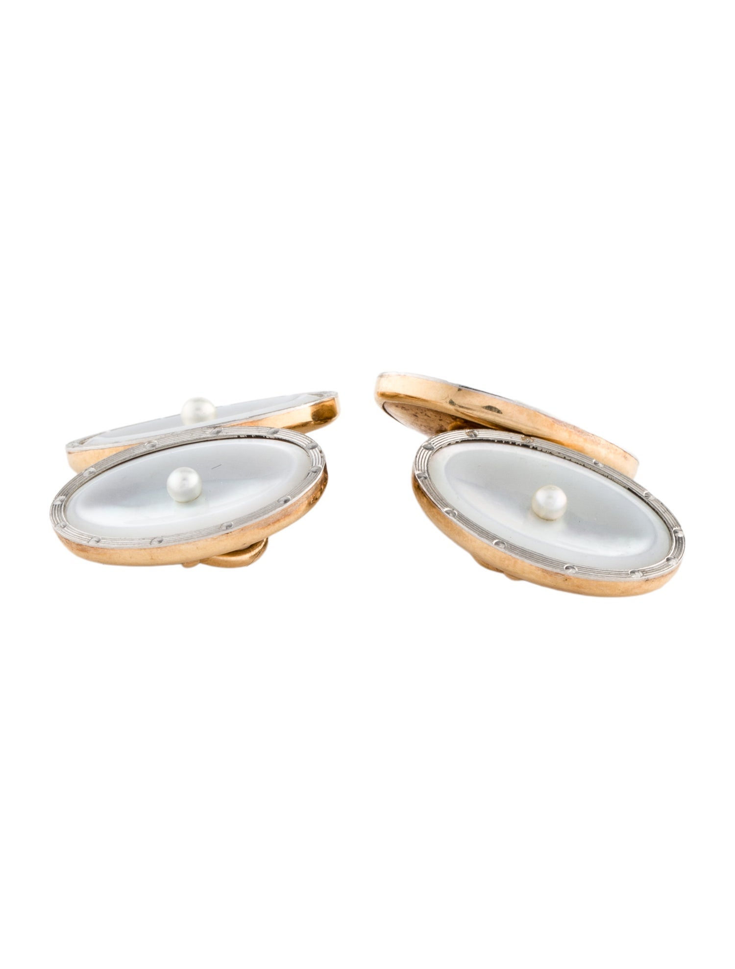 Cufflinks Platinum & 14K Mother of Pearl & Pearl Cufflinks