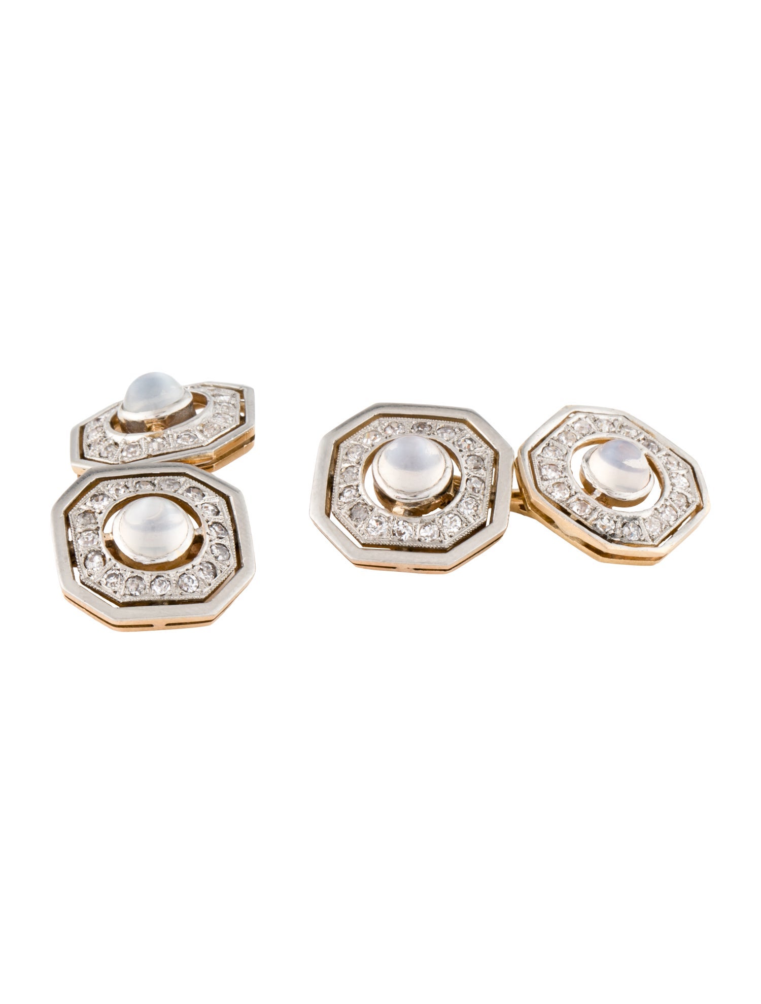 Cufflinks Vintage 1.84ctw Moonstone & Diamond