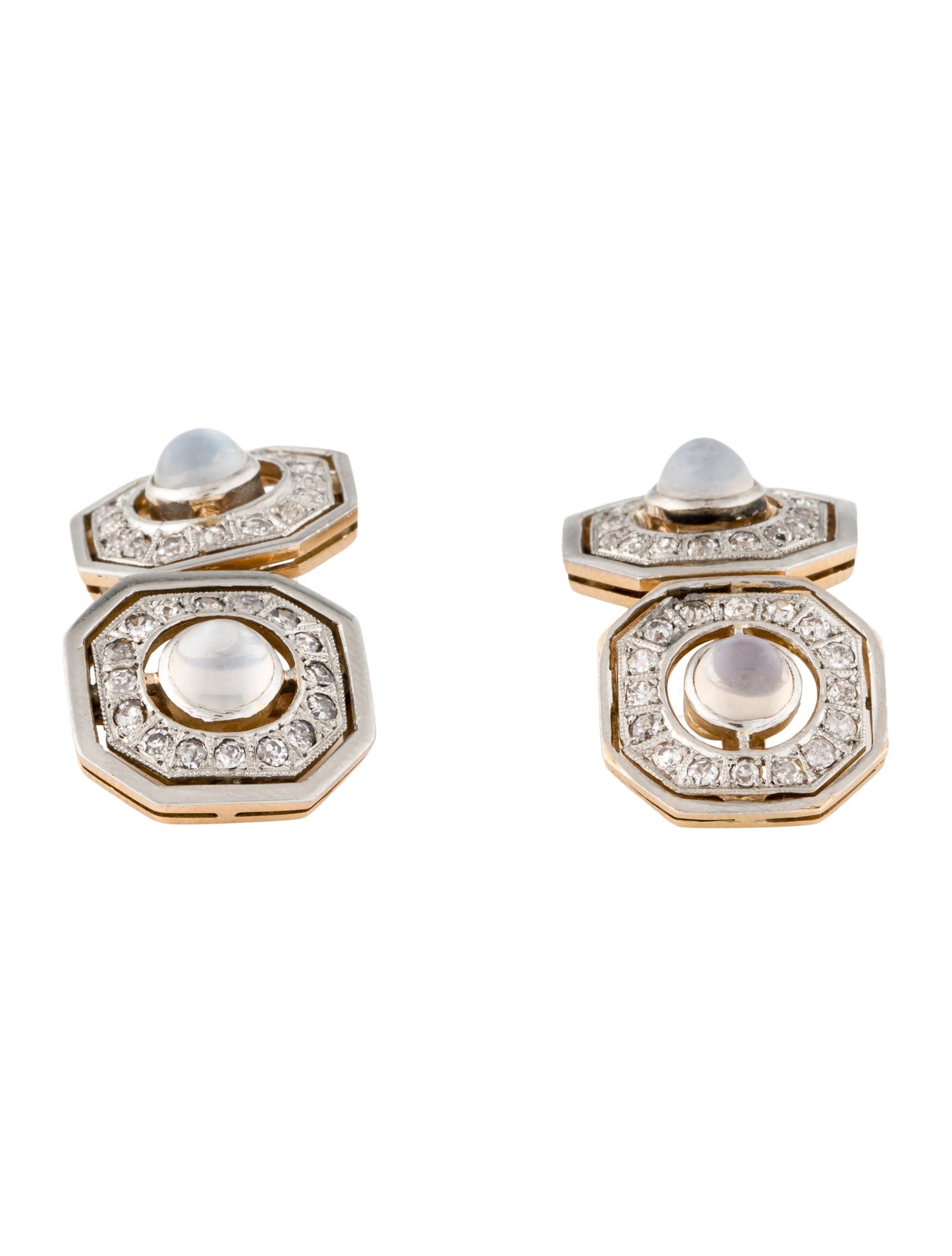 Cufflinks Vintage 1.84ctw Moonstone & Diamond