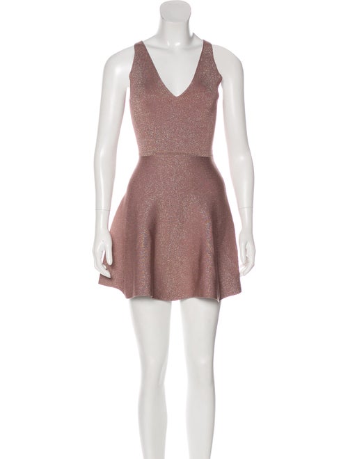 Cushnie Metallic Skater Dress Mauve
