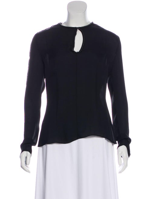 Cushnie Long Sleeve Silk Blouse Black