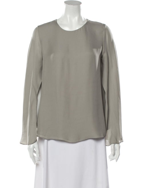 Cushnie Silk Crew Neck Blouse Grey