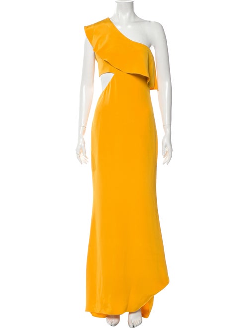 Cushnie Silk Long Dress Yellow