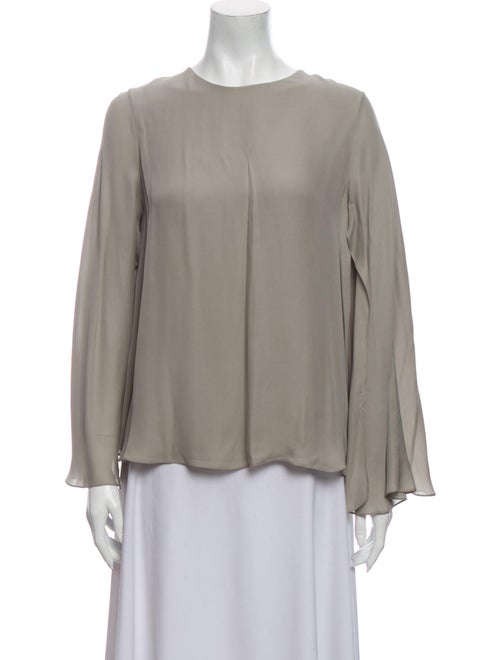 Cushnie Silk Bateau Neckline Blouse Grey