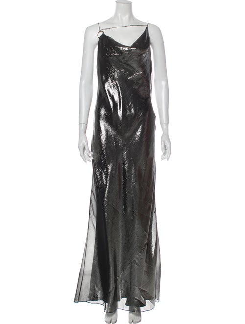 Cushnie Silk Long Dress Metallic