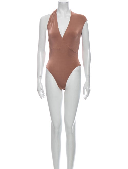 Cushnie Plunge Neckline Sleeveless Bodysuit Pink