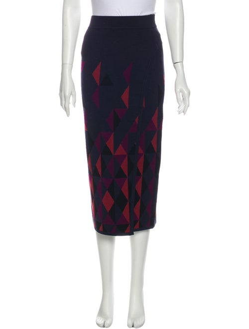 Cushnie Printed Midi Length Skirt Blue