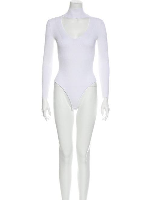 Cushnie V-Neck Long Sleeve Bodysuit White