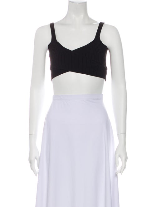 Cushnie V-Neck Sleeveless Crop Top Black