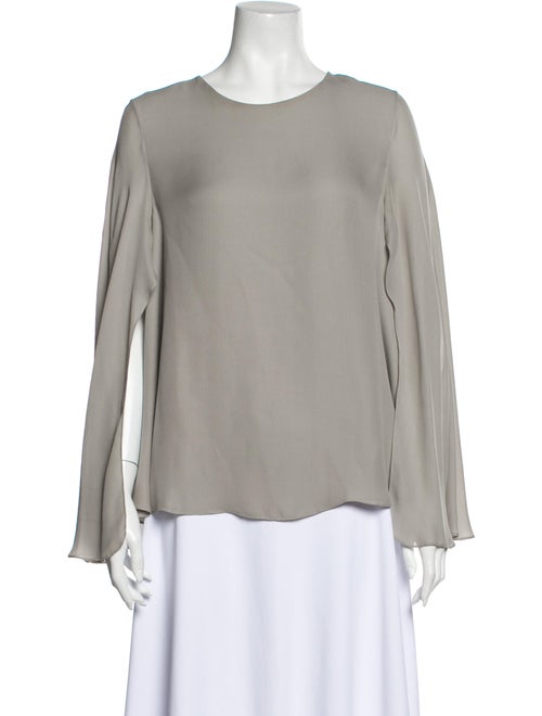 Cushnie Silk Crew Neck Blouse Grey
