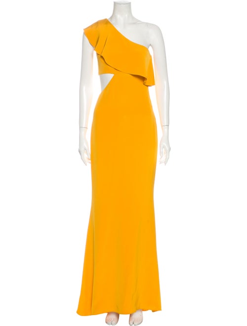 Cushnie Silk Long Dress Yellow