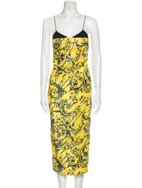 Cushnie Printed Long Dress Yellow