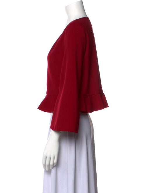 Cushnie V-Neck Three-Quarter Sleeve Crop Top