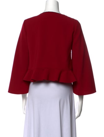 Cushnie V-Neck Three-Quarter Sleeve Crop Top