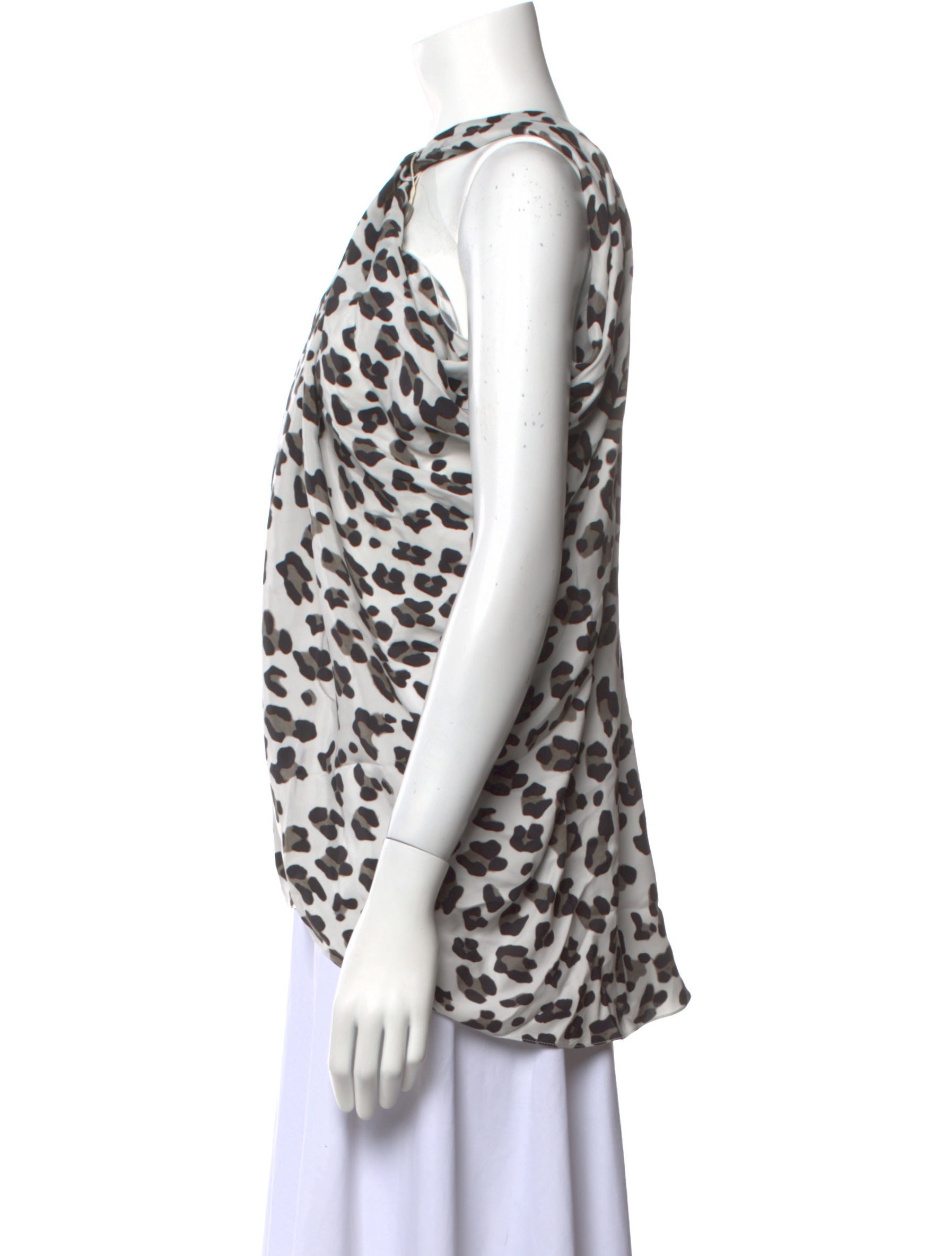 Cushnie Silk Animal Print Top