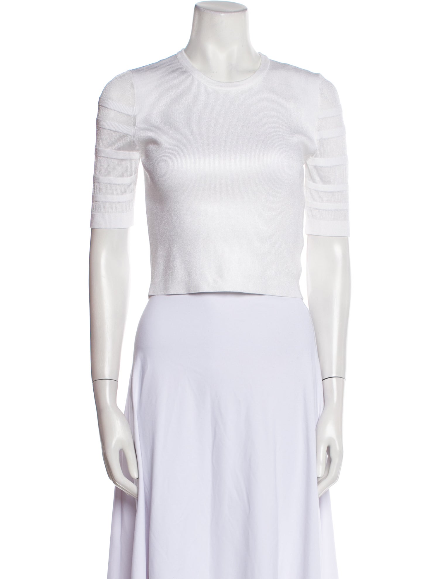 Cushnie Crew Neck Short Sleeve Crop Top