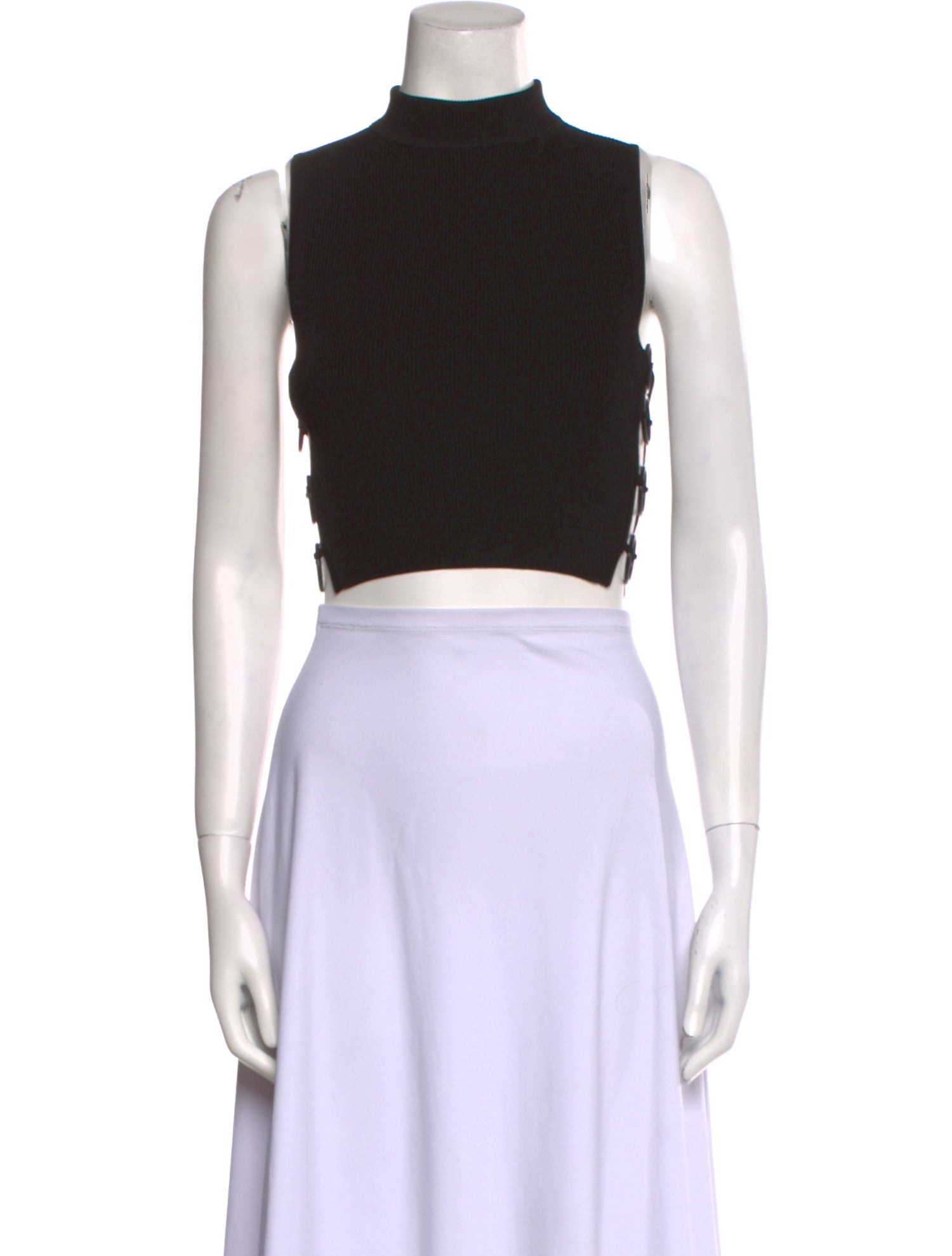 Cushnie Mock Neck Sleeveless Crop Top