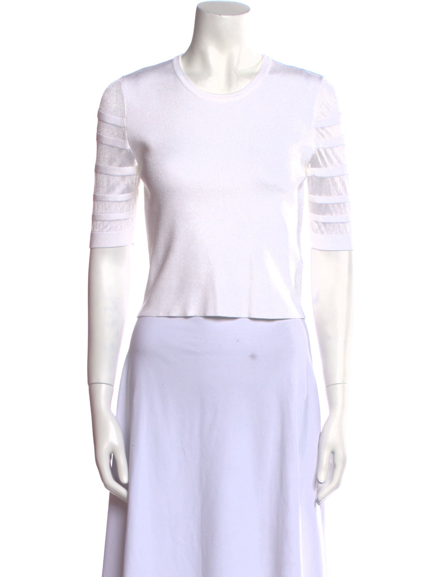 Cushnie Crew Neck Short Sleeve Crop Top