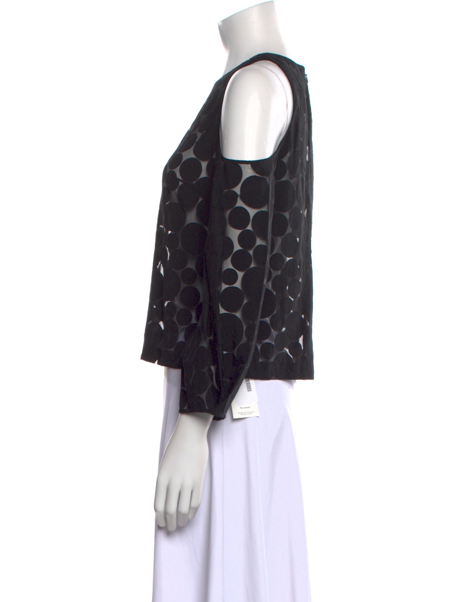 Cushnie Polka Dot Print Crew Neck Crop Top