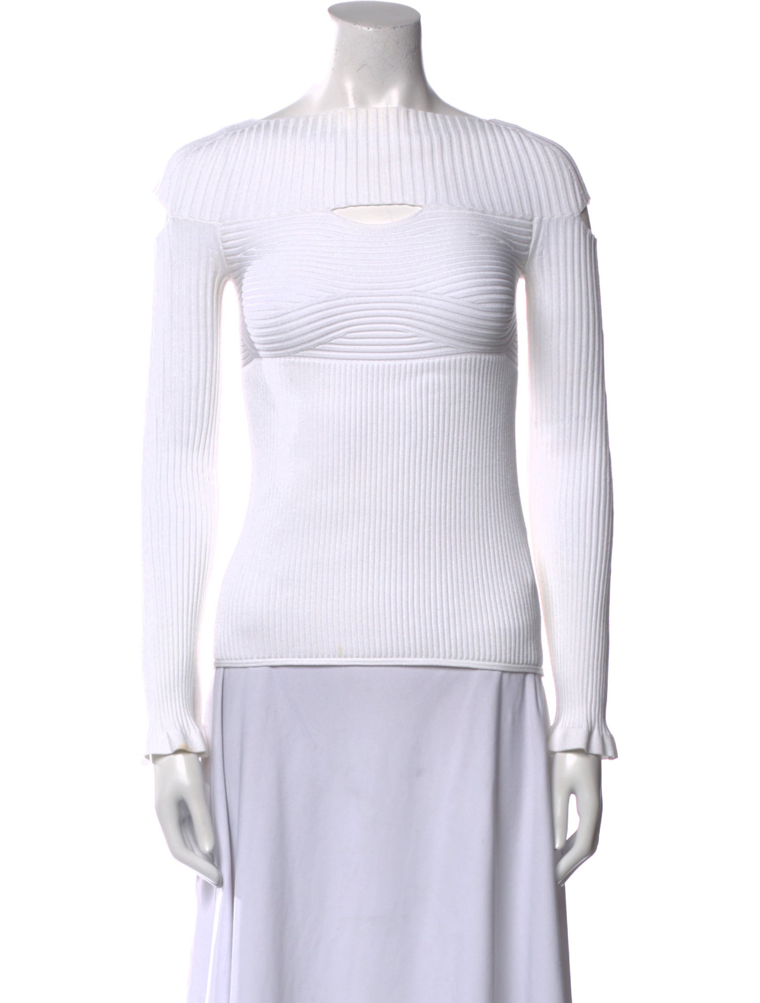 Cushnie Bateau Neckline Long Sleeve Top