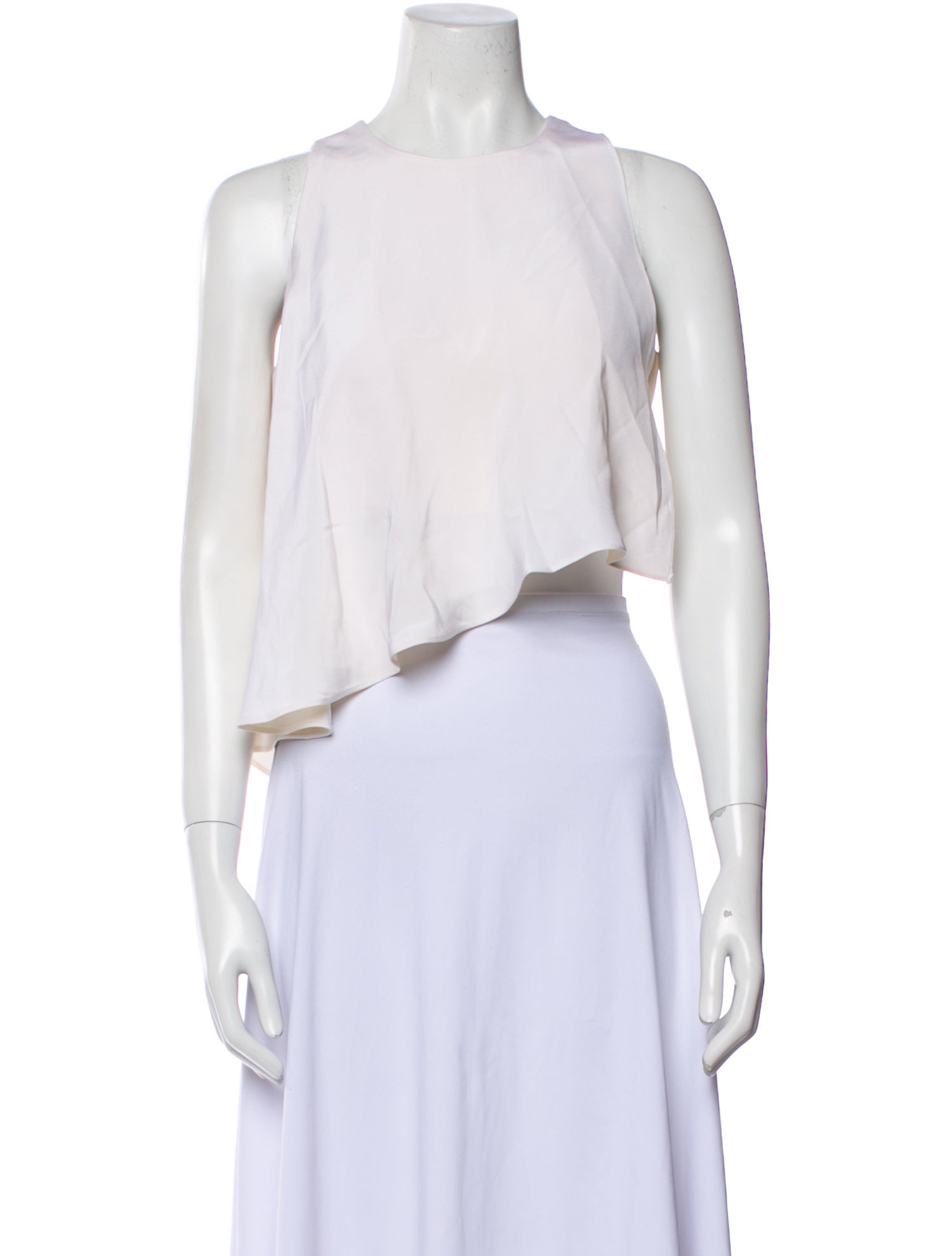 Cushnie Silk Crew Neck Crop Top