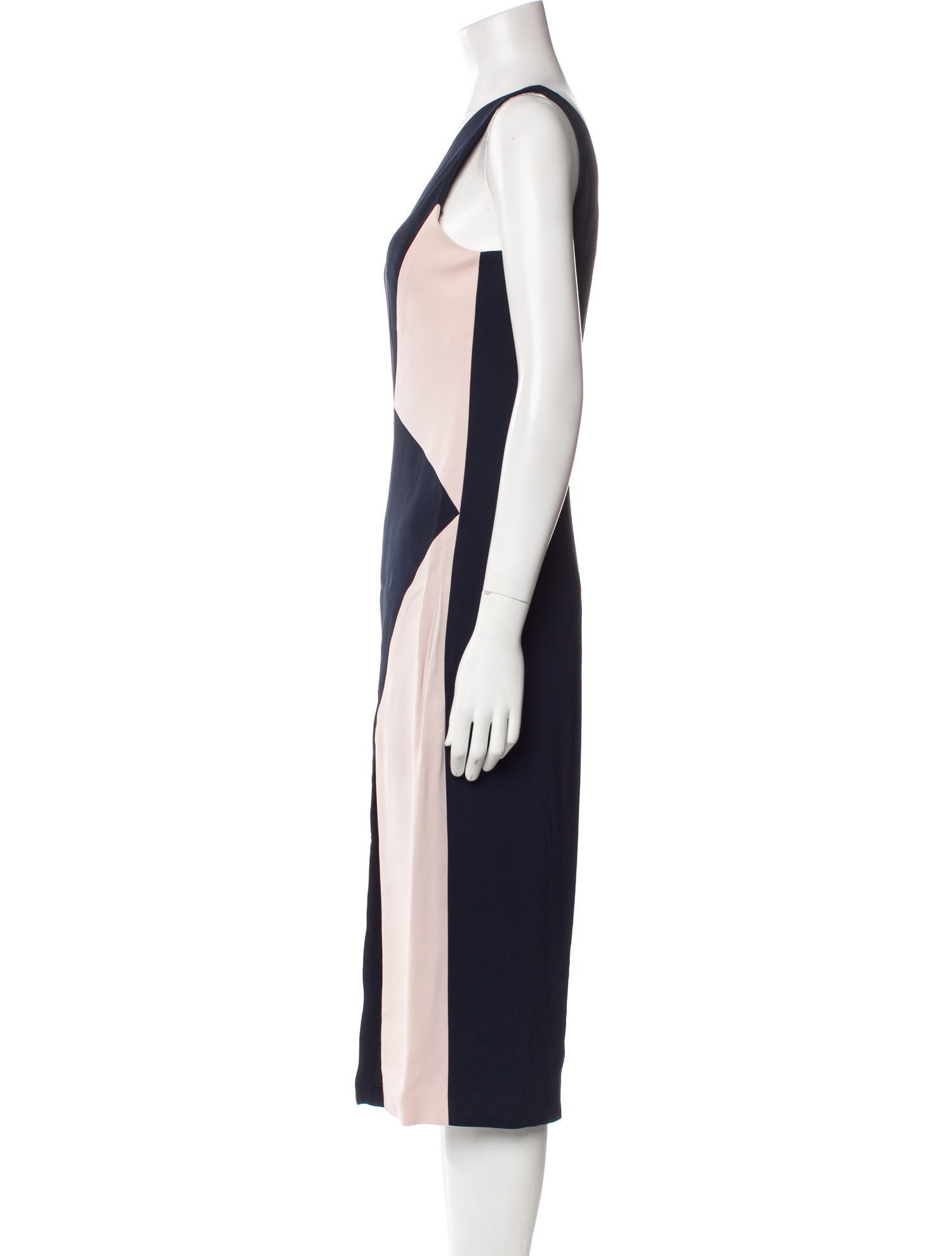 Cushnie Colorblock Pattern Midi Length Dress