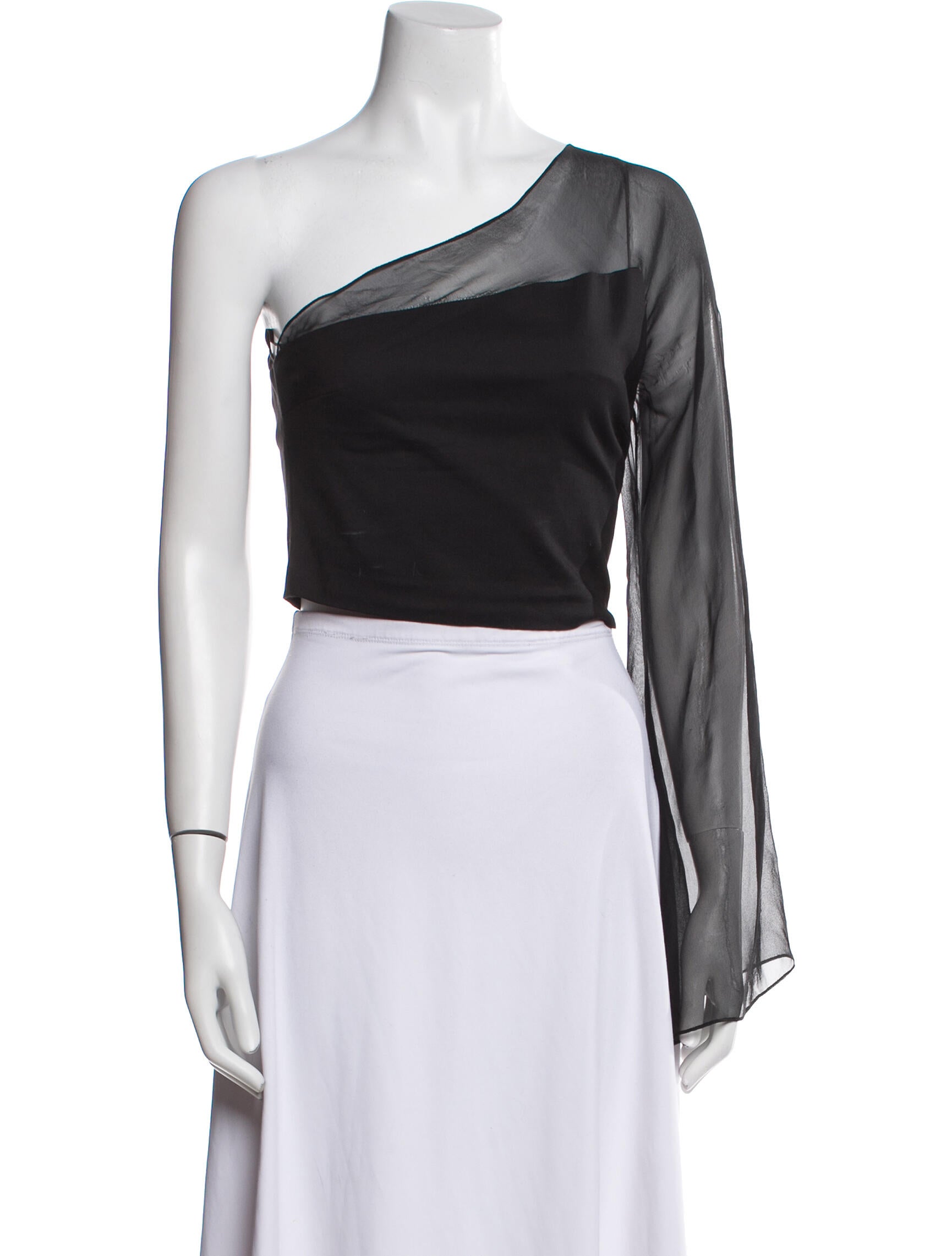 Cushnie One-Shoulder Long Sleeve Crop Top