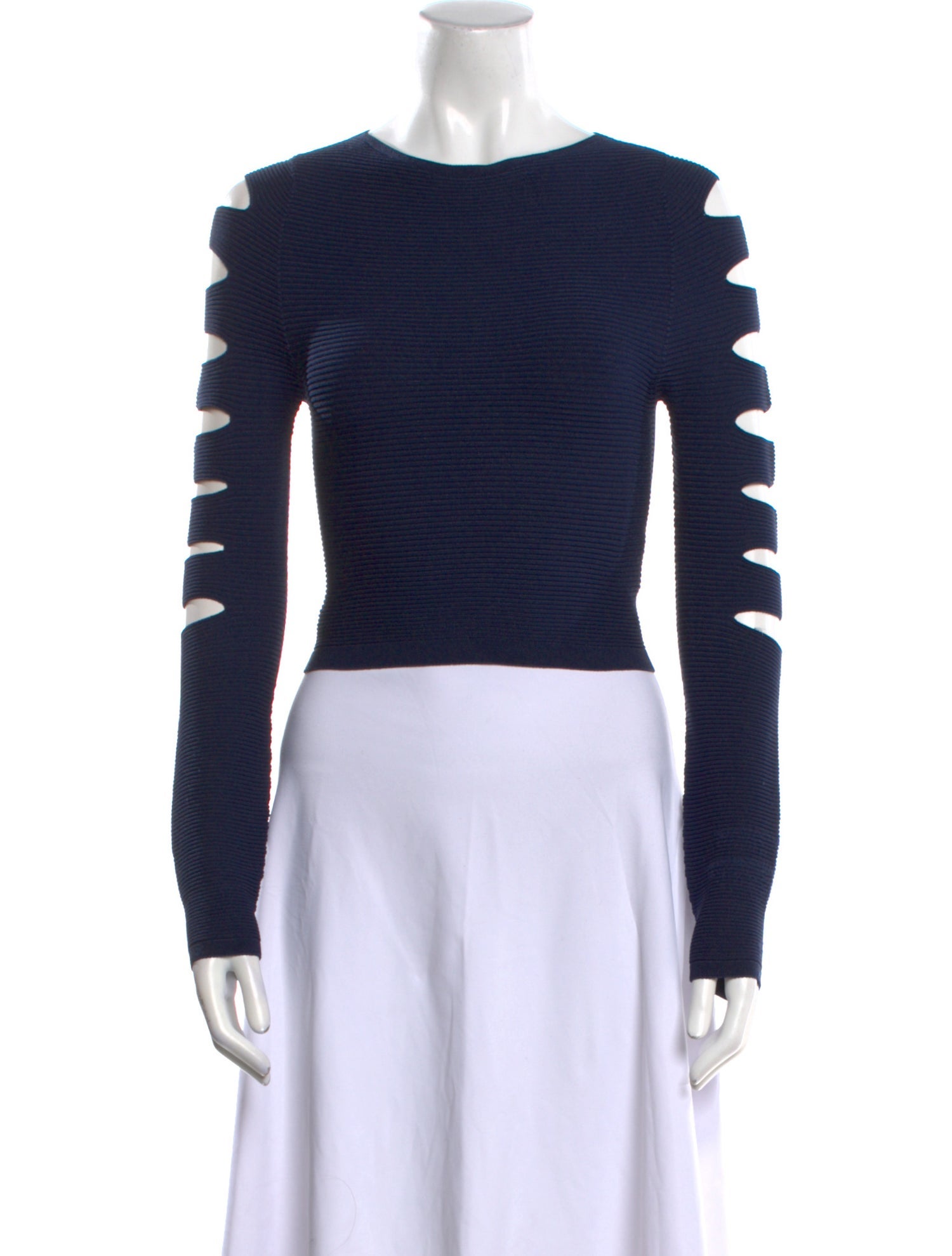 Cushnie Crew Neck Long Sleeve Crop Top