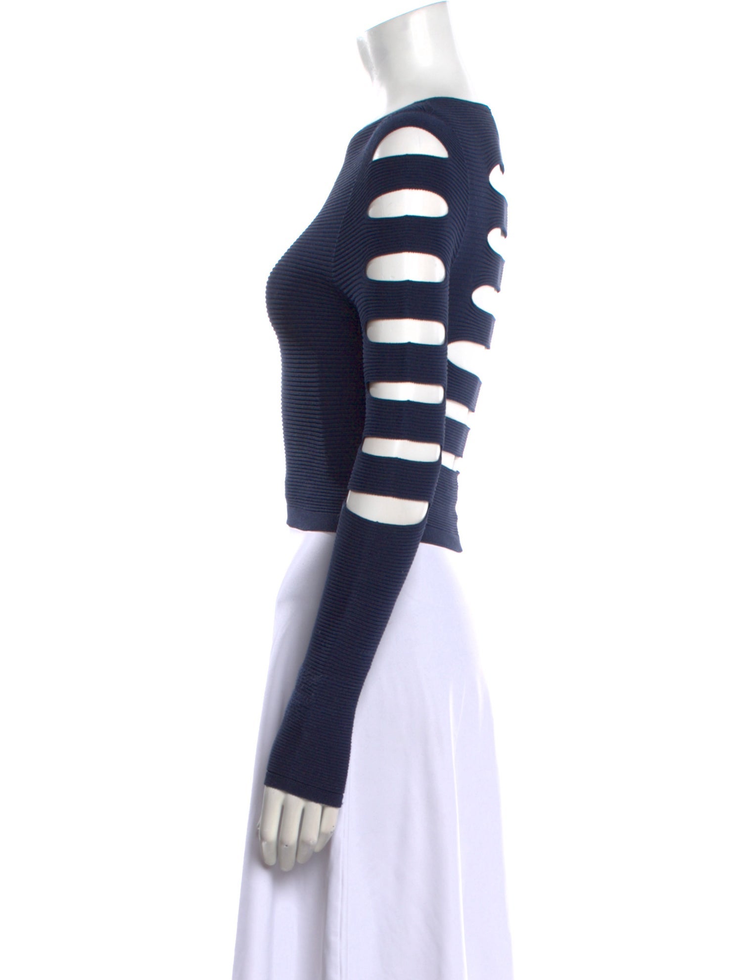 Cushnie Crew Neck Long Sleeve Crop Top