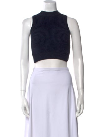 Cushnie Mock Neck Sleeveless Crop Top