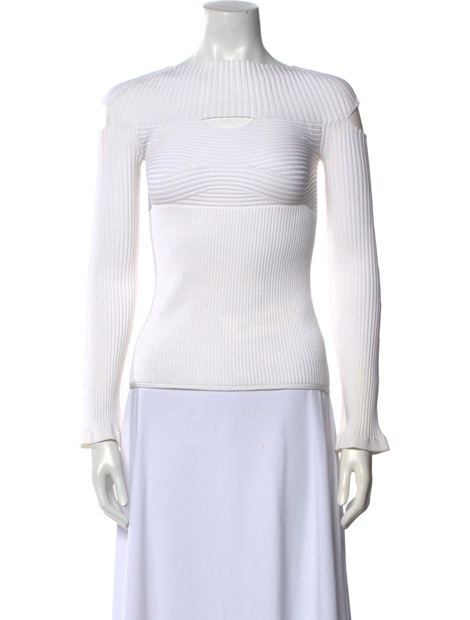 Cushnie Bateau Neckline Long Sleeve Top