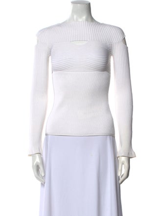 Cushnie Bateau Neckline Long Sleeve Top