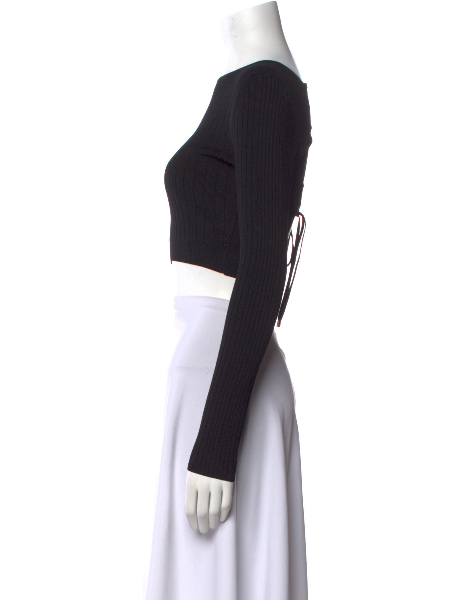 Cushnie Scoop Neck Long Sleeve Crop Top