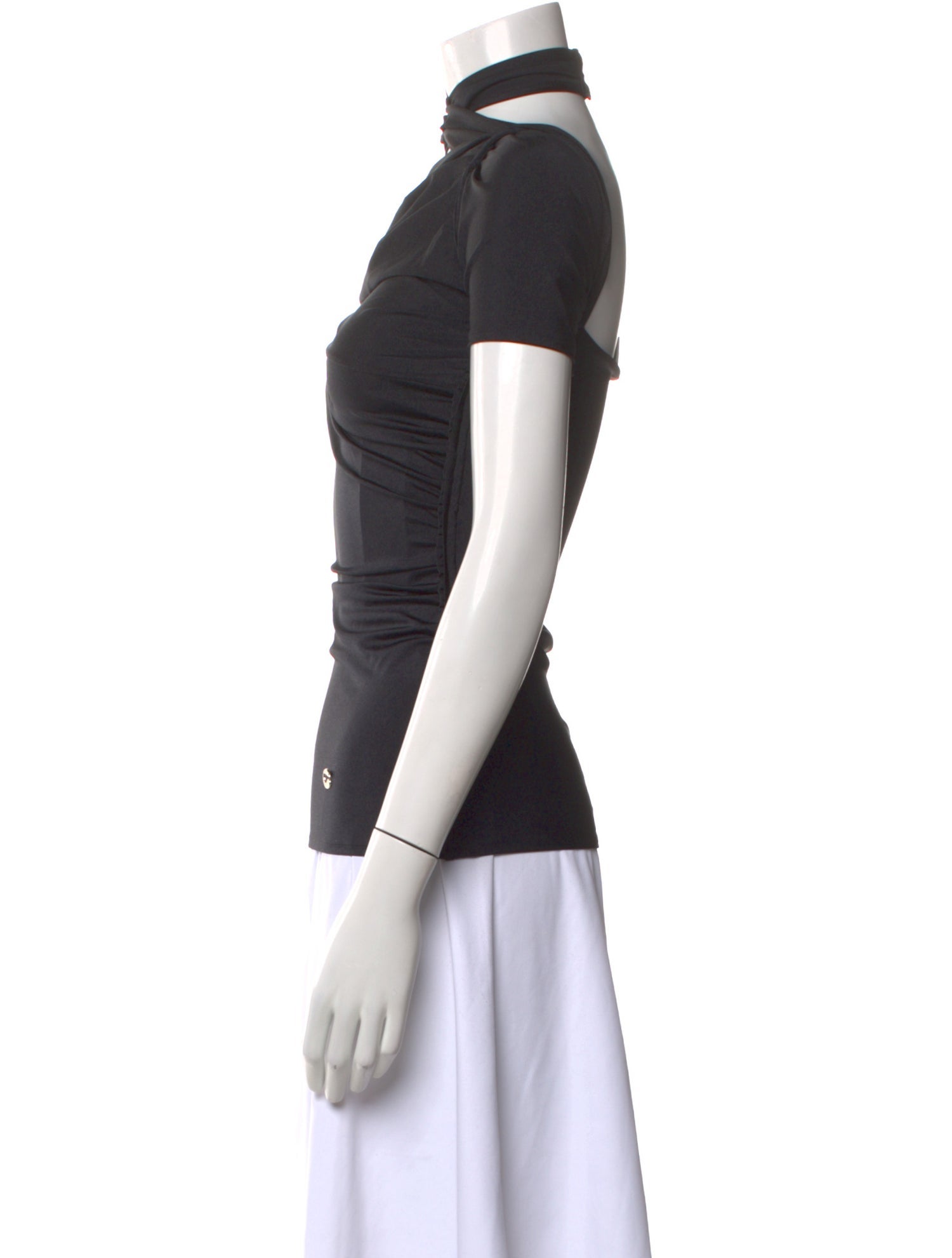 Cushnie Mock Neck Short Sleeve Top