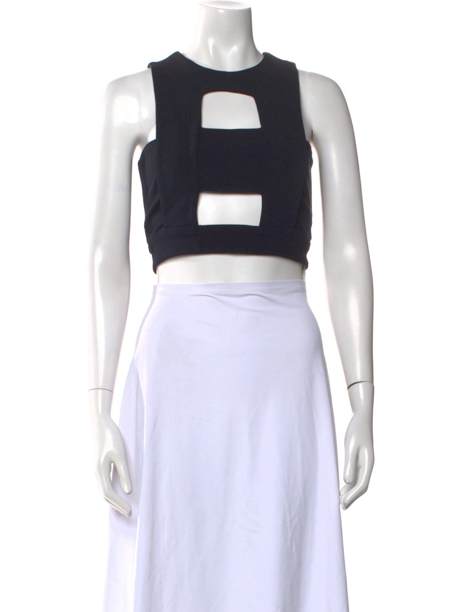 Cushnie Silk Crew Neck Crop Top