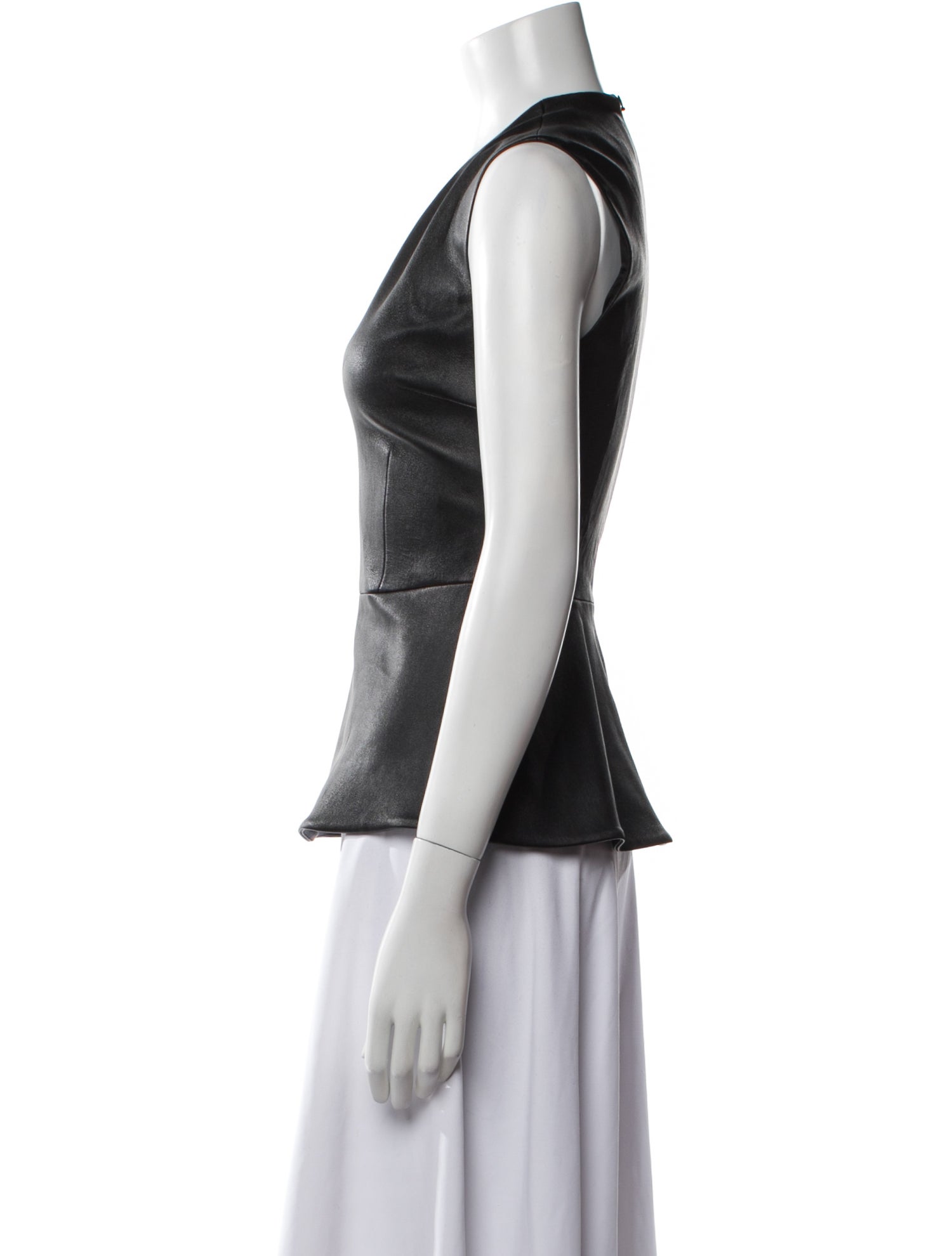 Cushnie Leather V-Neck Top