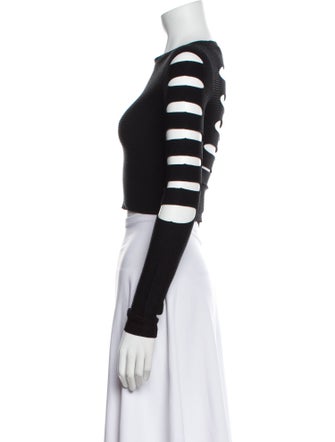 Cushnie Bateau Neckline Long Sleeve Crop Top