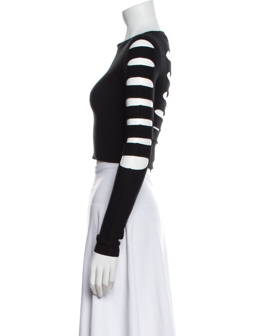 Cushnie Bateau Neckline Long Sleeve Crop Top