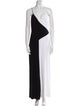 Cushnie Colorblock Pattern Plunge Neckline Jumpsuit