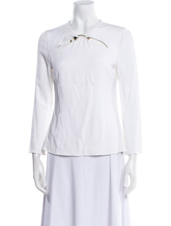 Cushnie Three-Quarter Sleeve Button-Up Top