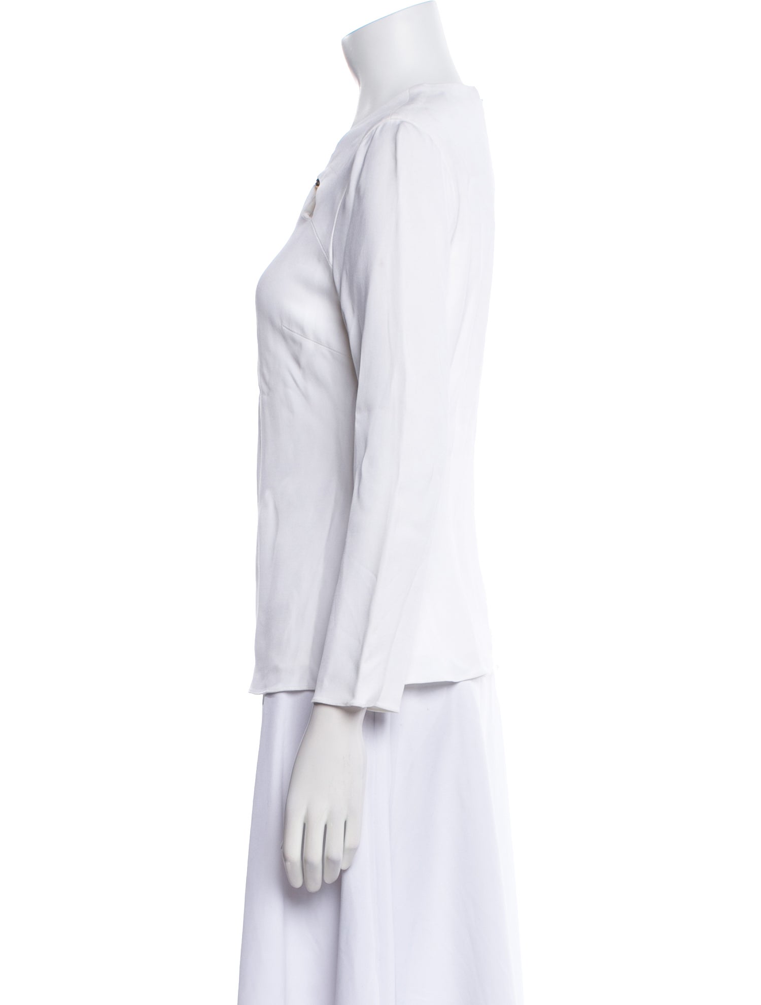 Cushnie Three-Quarter Sleeve Button-Up Top
