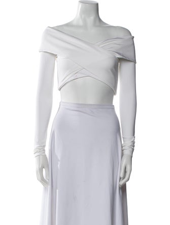 Cushnie One-Shoulder Short Sleeve Crop Top