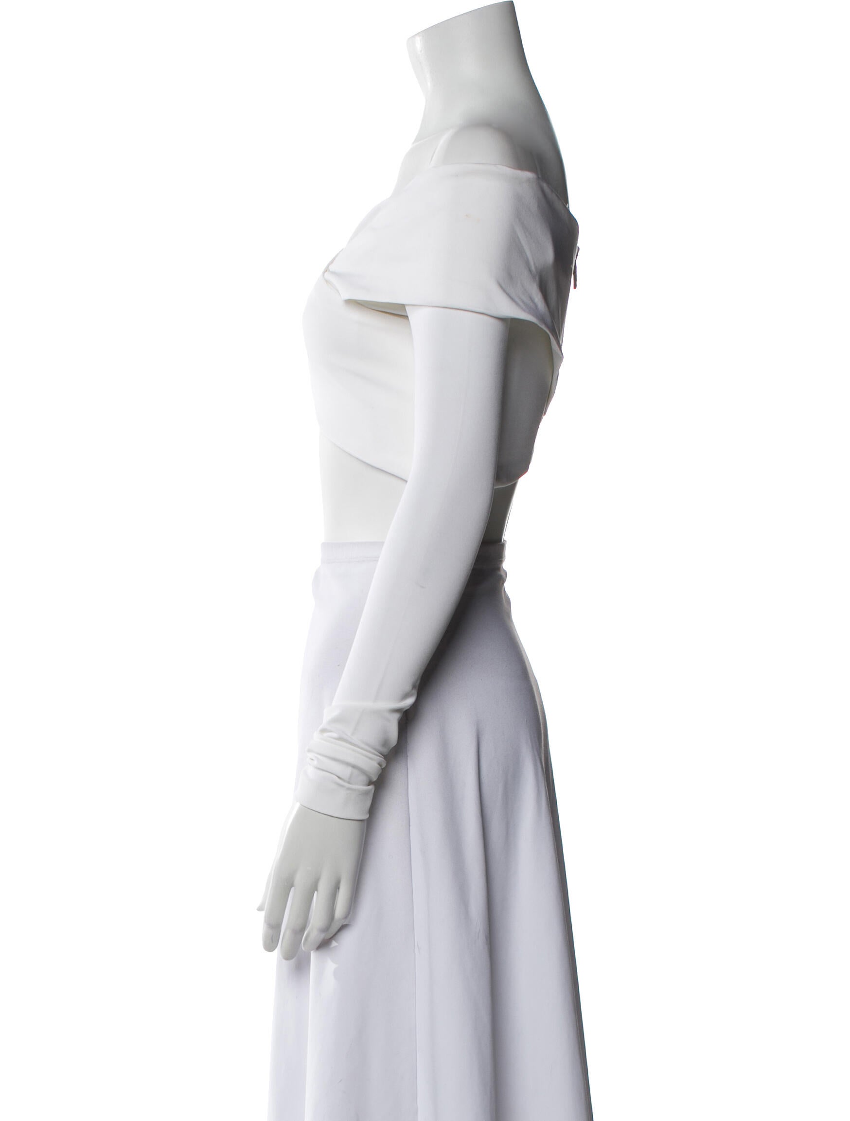 Cushnie One-Shoulder Short Sleeve Crop Top