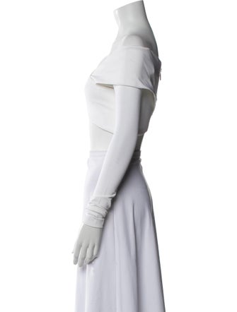 Cushnie One-Shoulder Short Sleeve Crop Top