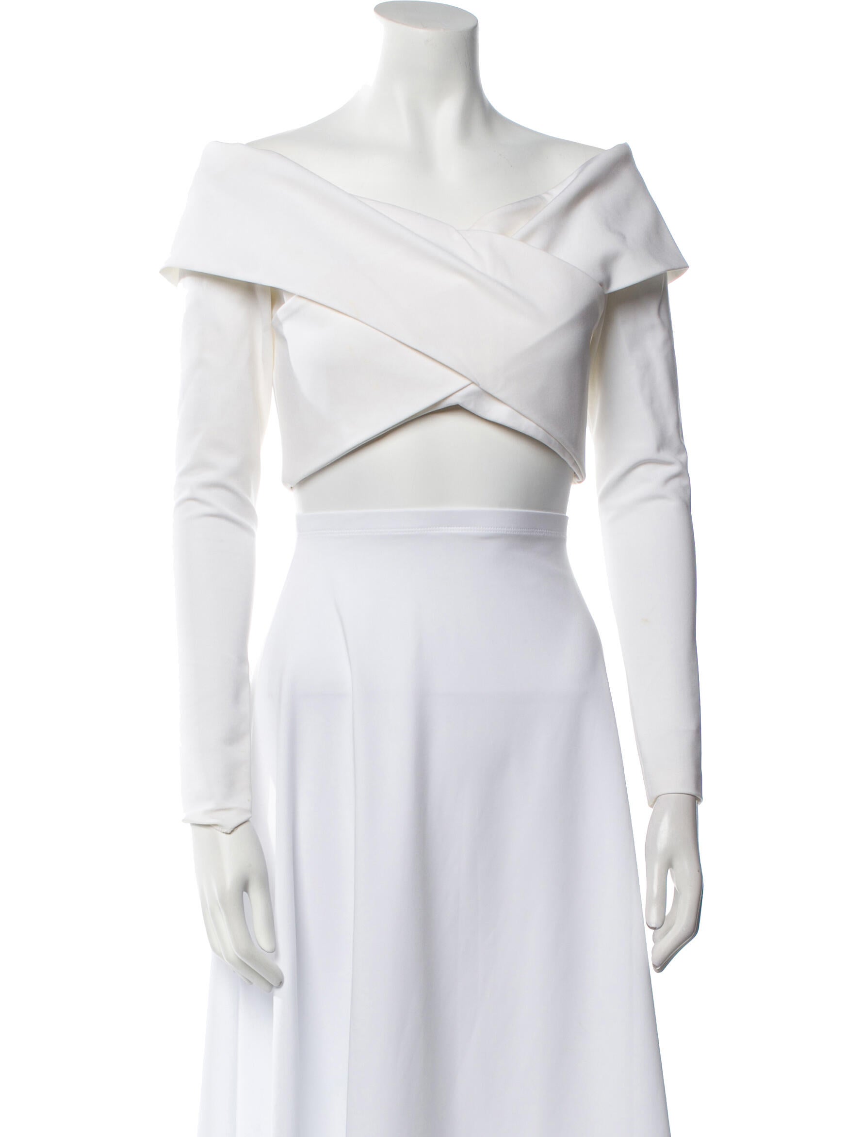 Cushnie One-Shoulder Short Sleeve Crop Top