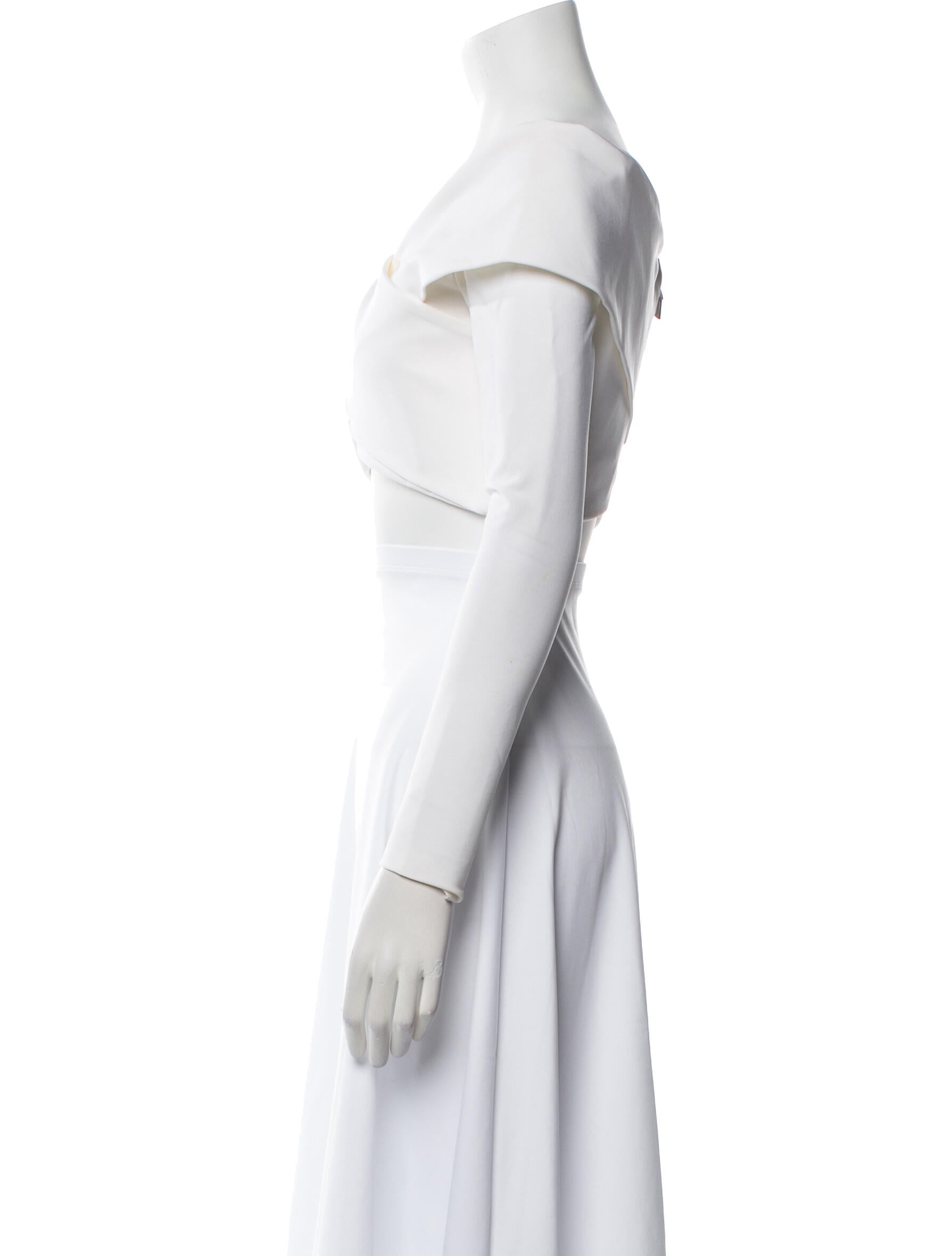 Cushnie One-Shoulder Short Sleeve Crop Top